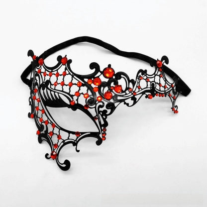 New Vintage Half Face Mask Lace Metal Elastic Bands Masquerade Party Mask Hollowed-out Diamond Inlaid Princess Mask