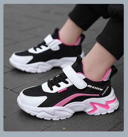 Lovely Girls Pink Sneaker Outdoor Breathable Mesh Flat Sport Shoes Fashion Kids Casual School Walking Shoe  Antislip