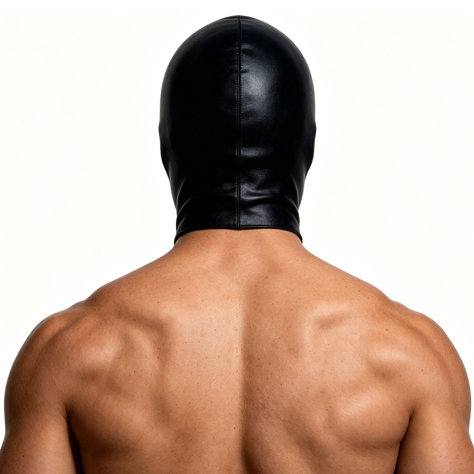 Men Cosplay Wet-Look Hood Head Mask Faux Leather Face Mask Black 3 Holes Cover CS Carnival Role Play Halloween Masks