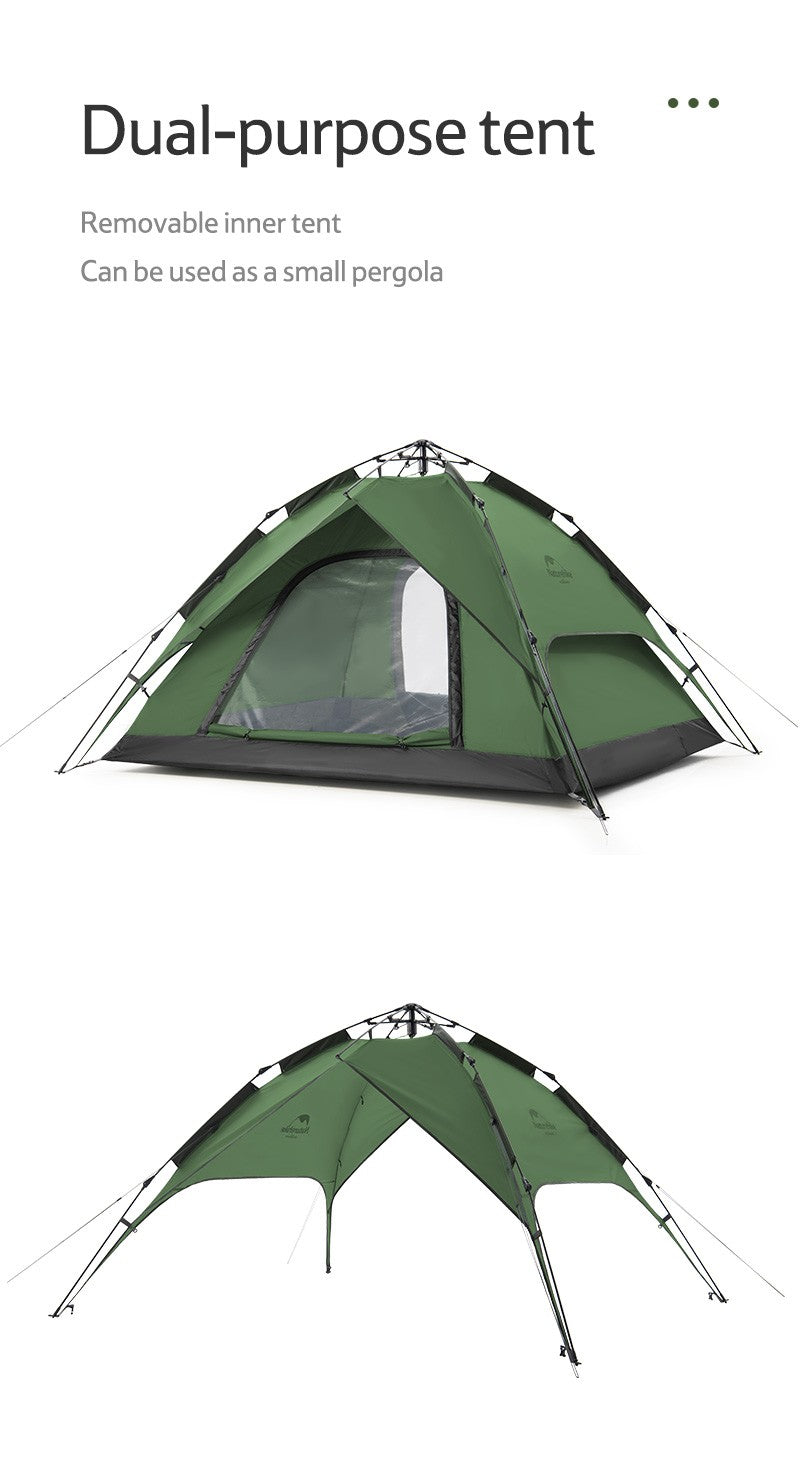 Naturehike Camping Automatic Tent One Touch Waterproof Roof Top Tents Double Door 3 Person Tent Outdoor Beach Fish Shelter Tent