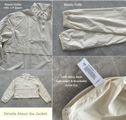 VITALINOVO Women's Athletic Jacket Lightweight Quarter Zip Pullover For Golf Hiking Running Windbreaker UPF50+ Waterproof Jacket