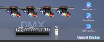 Datewink 65W Two-armed Moving Head Lights RGBW LED Stage Lighting Effect Projector DMX Remote Control For DJ Disco Wedding Party