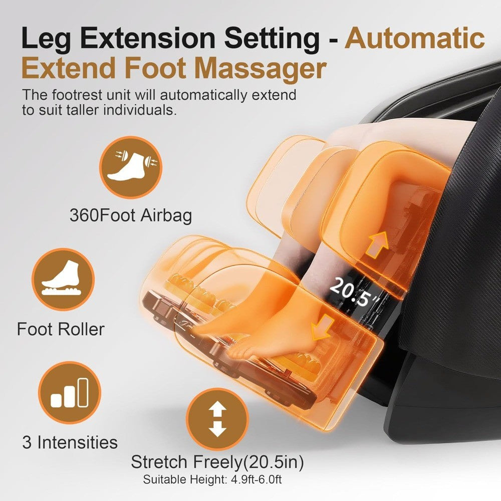 Massage Chair Full Body - Zero Gravity Massage Chair with 4D L-Track Roller System, Full Body Air Compression, Heat Therapy & Sm