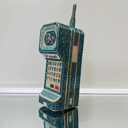 XIYUAN 2025 Cellphone Shaped Crystals Evening Bags Women Gorgeous Bling Rhinestones Clutches Classy Handbags Wedding Party Purse