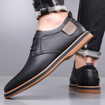 Men's Solid-Color Striped Business Formal Shoe Fashionable And Comfortable Oxford Shoe New Autumn Winter Casual Dress Party Shoe