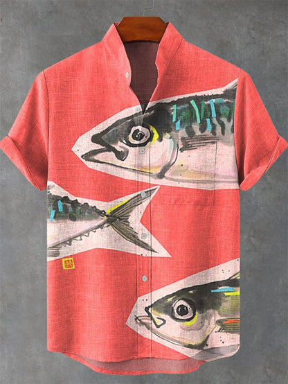 2025 tropical jungle print lapel casual Hawaiian shirt print style short sleeved casual shirt for men