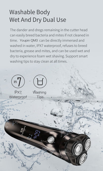 Electric Shaver for men's electric shaver Smart razor for Beard timmer IPX7 waterproof Wet And Dry shaving machine Men Shaver
