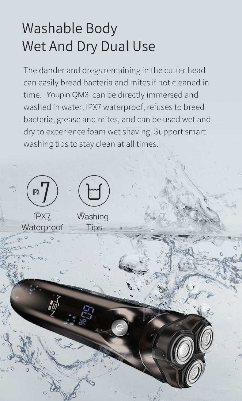Electric Shaver for men's electric shaver Smart razor for Beard timmer IPX7 waterproof Wet And Dry shaving machine Men Shaver