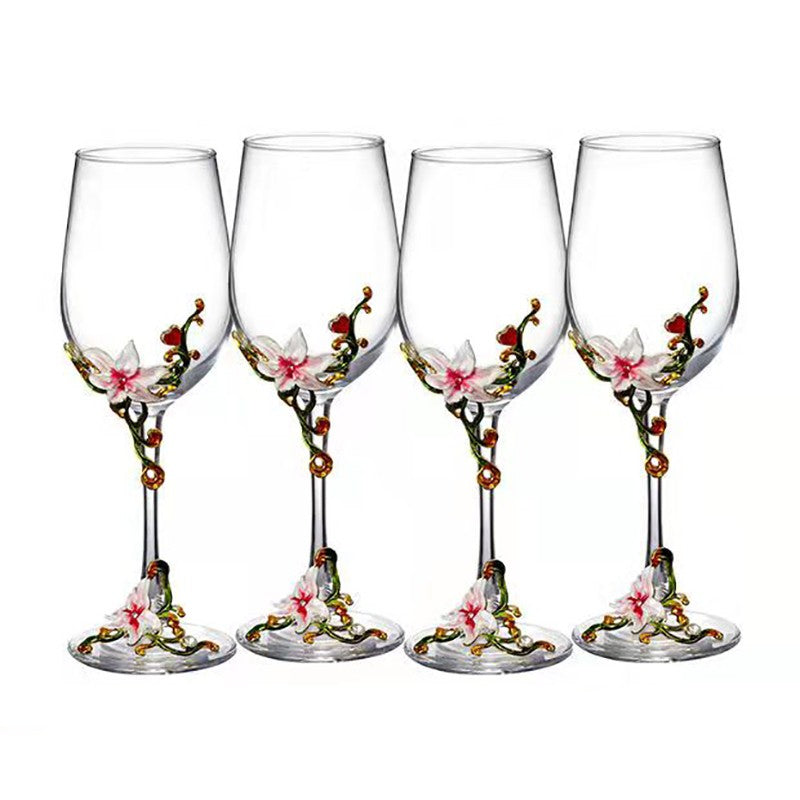 Taças de Cristal Criativas com Esmalte para Champagne Conjunto de Taças de Luxo Taças de Vinho Taça Vintage para Beber