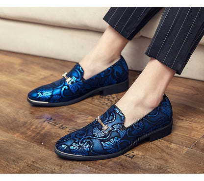 Spring Business Men Shoes Gold Blue Adult Dress Footwear Slip-on Man Party Formal Shoes Plus Size Casual Shoes For Mens Zapatos
