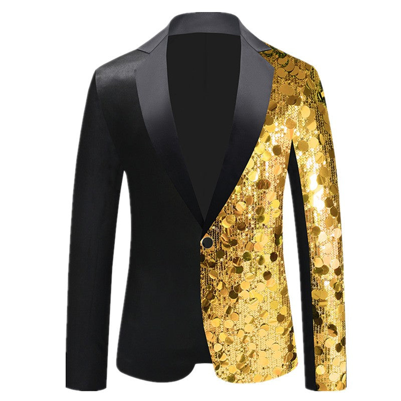 New Men Luxury Sequin Suit Jacket Silver / Gold Fashion Singer Bar KTV Dance Party Stage Performance Dress Blazers Coats
