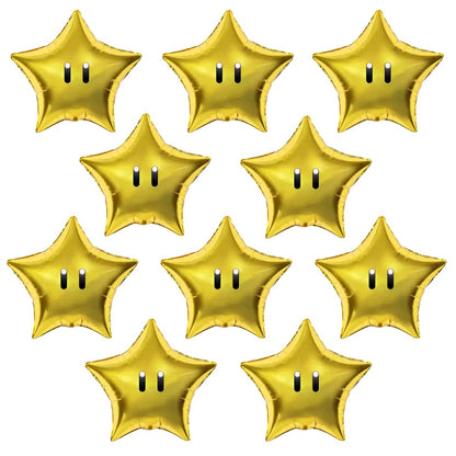 10pcs Super Trending Bros Foil Balloon Anime Theme Party Balloons Cute Decor Kit for Kids Birthday Decorative Reward Star