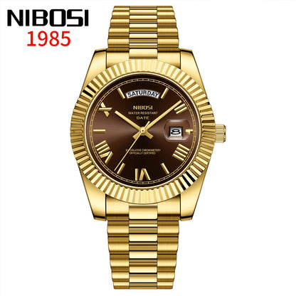 NIBOSI Brand Original Stainless Steel Quartz Watches For Men Luxury Date Display Luminous Fashion Men's Watch relogios masculino