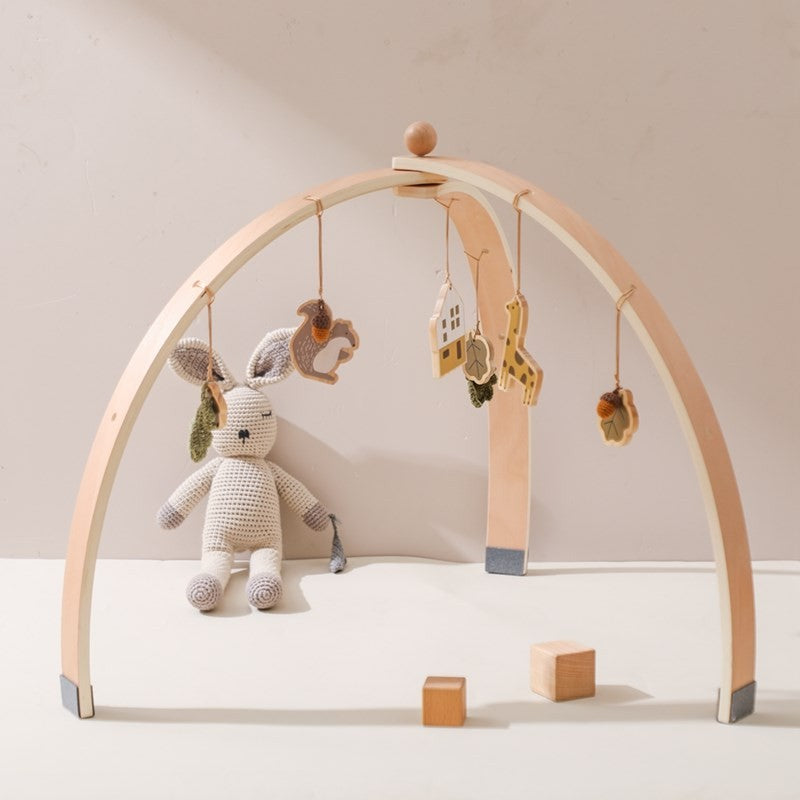 Móbile de Berço de Madeira, Chocalho e Mordedor, Brinquedos Sensoriais para Bebês, Brinquedos de Atividades para Carrinhos, Presentes para Ginásios de Bebês Recém-Nascidos