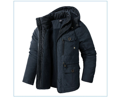 Winter Mens Fleece Warm Jackets Fashion Men Thicken Thermal Tactical Hooded Coats Men Outdoor Multi-pocket Windbreaker Jacket