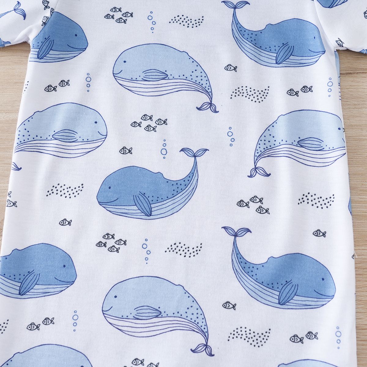 IURNXB Baby Romper Short Sleeve Infant Whale Print Bodysuit Newborn Cartoon Allover Printed Onesie for Boy's Clothing 0-18M