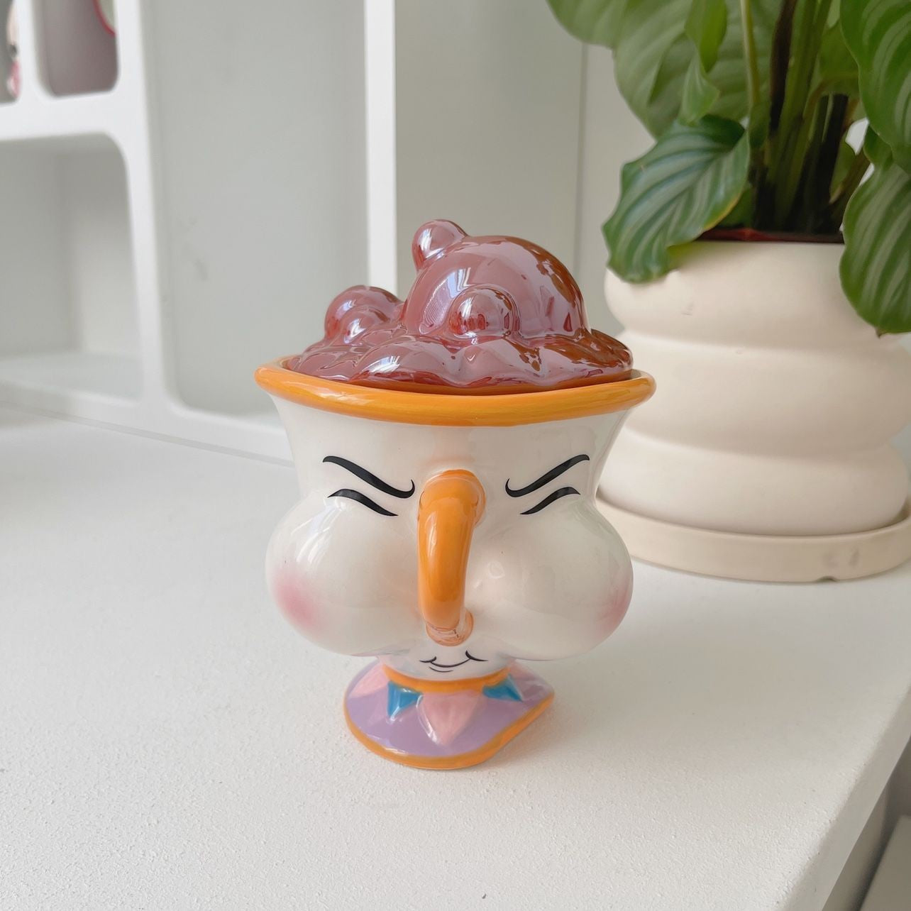 Disney Beauty and The Beast Ceramic Mug with Lid Cartoon Creative Coffee Cup for Milk Tea  Office Home Use Gift for Women Girls