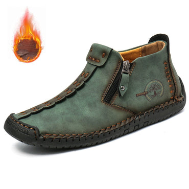 Men'S Fall And Winter Outdoor Padded Warm Leather Stitching Zipper Fashion Low Ankle Boots Composite Slip On Work Boots Botas