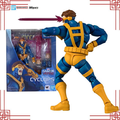 Bandai S.H.Figuarts X-MEN Model Kit Genuíno SHF Cyclops Gamer Verse Anime Action Figure Coleção Modelo Brinquedos Presentes de Natal