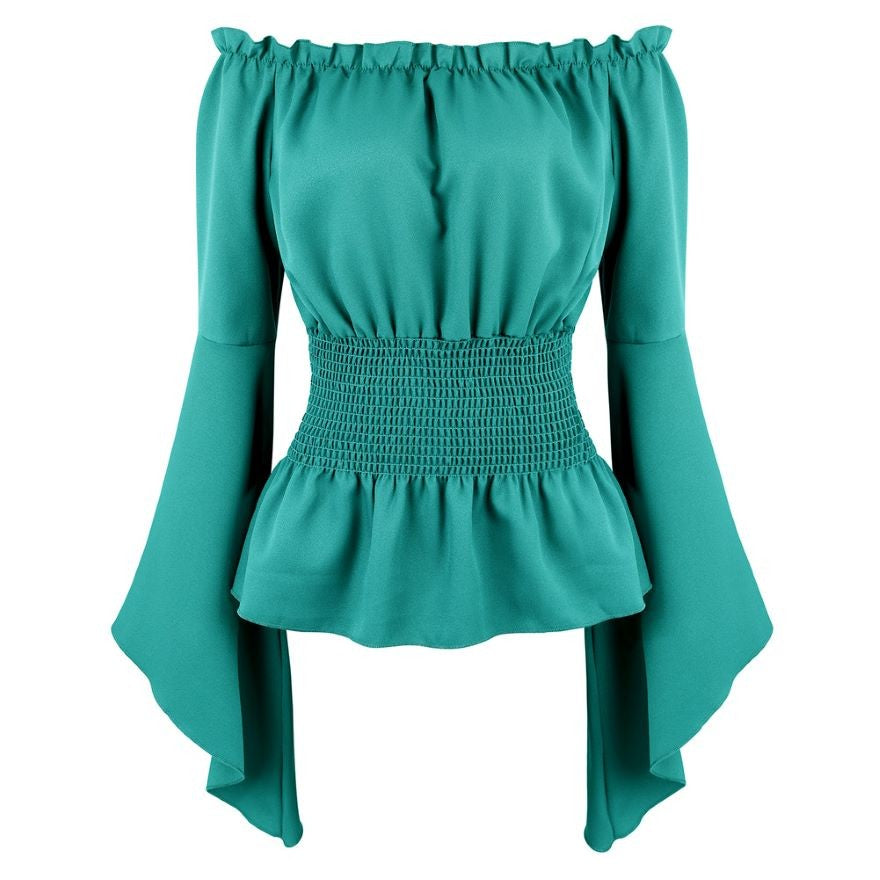 Renaissance Off Shoulder Long Sleeves Corset Blouse Women Medieval Victorian Costume Gothic Pirate Shirt Plus Size Boho Top