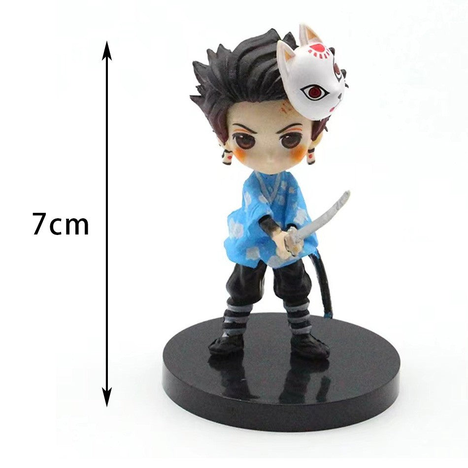6 unidades Anime Demon Slayer Boneco Nezuko Tanjirou Zenitsu Inosuke Kyoujurou Giyuu Kawaii Qposket Boneco PVC Modelo Brinquedo Presente Colecionável