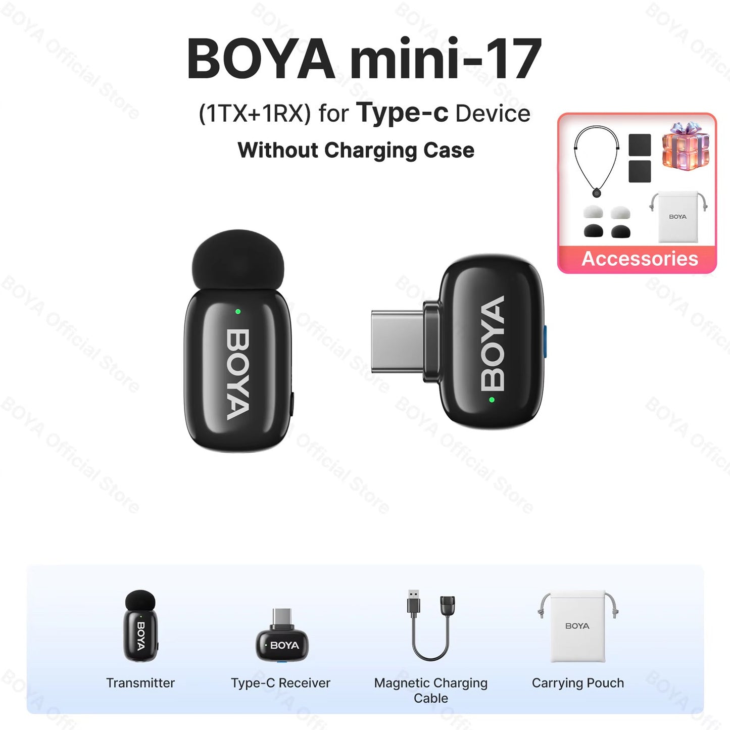 BOYA BOYA Mini Microfone de Lapela Sem Fio para iPhone 15/16 Android Celular Dispositivos USB-C para Gravação de Vídeo Transmissão ao Vivo Vlog
