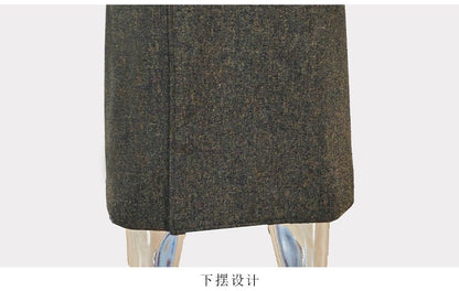 Nerazzurri Autumn Winter Long Luxury Elegant Chic Thick Warm Woolen Polo Coat for Men Double Breasted Wool & blends Overcoat