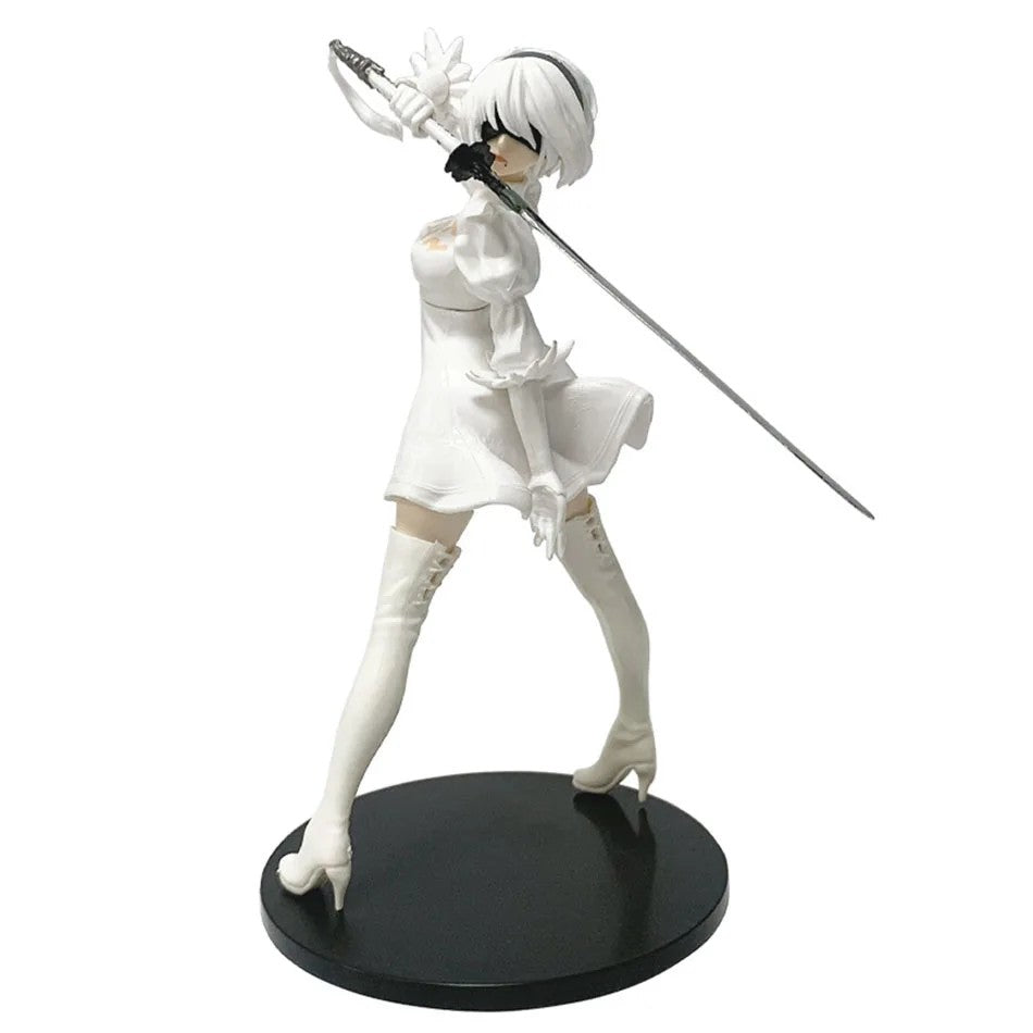 Figura de Anime Yorha 2B Quente de 18CM Série Preto e Branco PVC Colecionável Boneco de Ação Estatueta de Presente