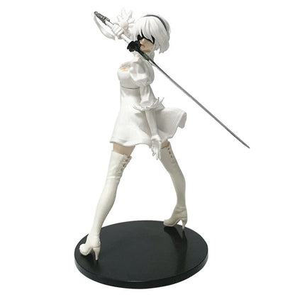 Figura de Anime Yorha 2B Quente de 18CM Série Preto e Branco PVC Colecionável Boneco de Ação Estatueta de Presente