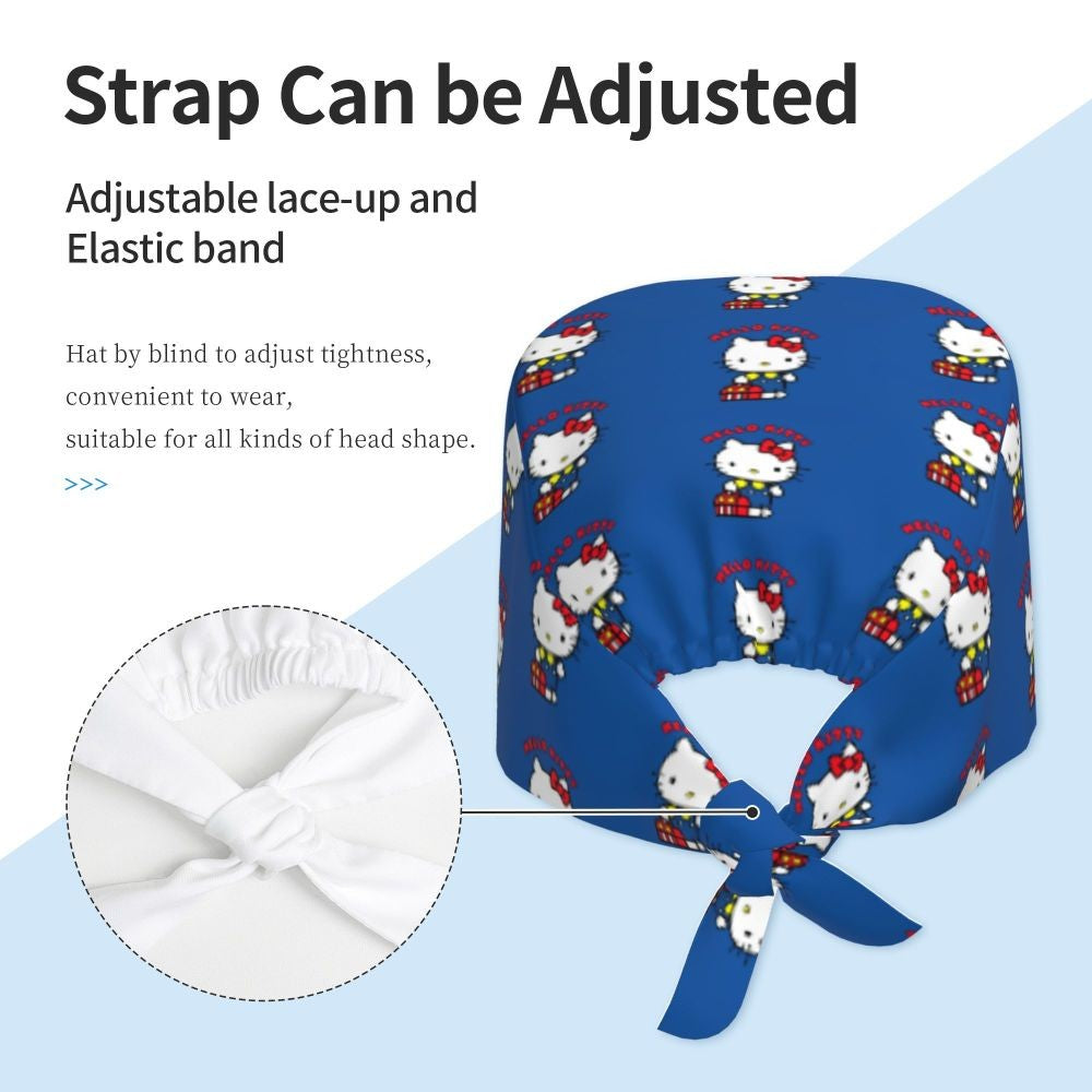 Custom Hello Kitty Medical Staff Scrubs Hat Women Men Cartoon Chara For Chef Hat Scrub Caps