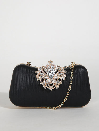 Luxury Rhinestone Evening Bag For Carnaval, Shiny Wedding Dress Purses,  Glamorous,Elegant,Exquisite Small Rhinestone Decor Boxy