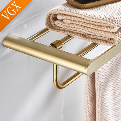 VGX Gold Bathroom Towel Holder Stainless Steel Towel Rack Folding Movable Bath Towel Bar Bathroom Hardware Accessories Grey