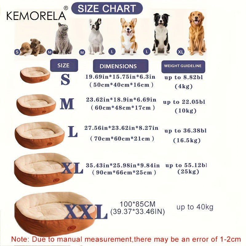 Cama Oval de Pelúcia para Cães e Gatos, Almofada Grossa Lavável à Máquina para Cães e Gatos de Pequeno, Médio e Grande Porte para Todas as Estações