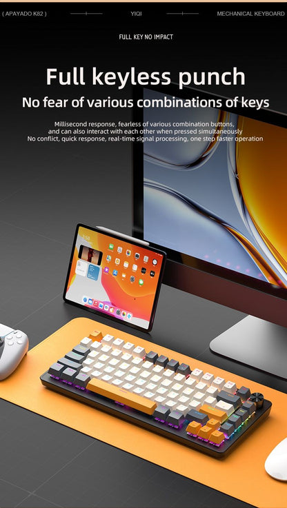 Teclado Mecânico com Fio 75% com Botão de Mídia, Teclado Gamer Preto APAYADO, Hot-Swap, Retroiluminação de Caractere Transparente com Teclas ABS