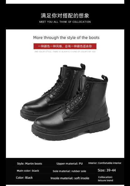 Men's Leather Boots Four Seasons Outdoor Casual Hiking Boots Retro Fashion Work Boots Thick Bottom Ankle Boots Anti-slip 2024