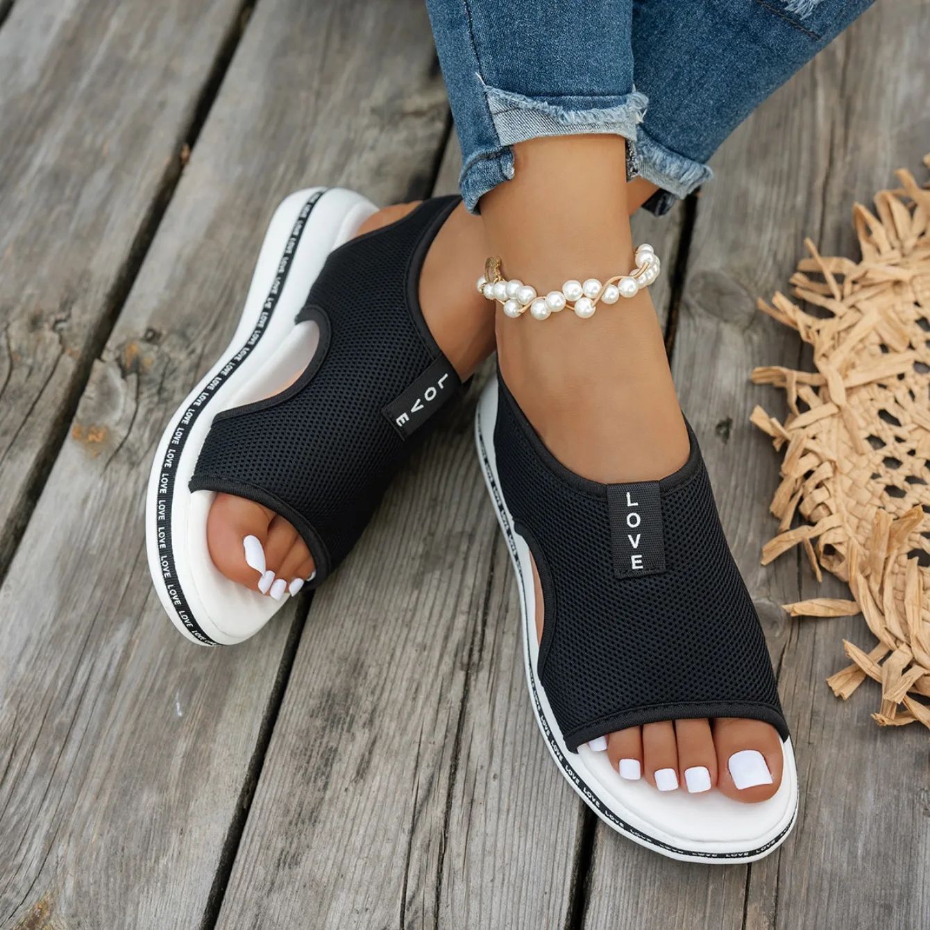 Mesh Women Sandals Open Toe Platform Shoes Female Summer Shoes 2025 Classic Breathable Slip on Sport Sandals Zapatillas De Mujer