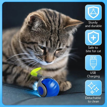 Bola de Brinquedo Inteligente para Gatos com Pena - Bola Elétrica Automática para Gatos com Movimento Ativo para Animais de Estimação