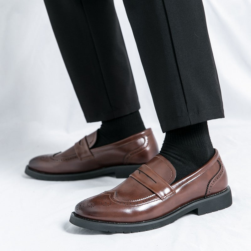 Men's Autumn Casual Leather Shoes Business Lazy Wedding Work Formal Comfortable Breathable Leather Footwear for Men