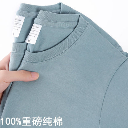 100% Cotton T-shirt Men Women Solid Color O Neck Short-sleeved Tops Summer Korean Loose Half-sleeve T Shirt Unisex M-4XL