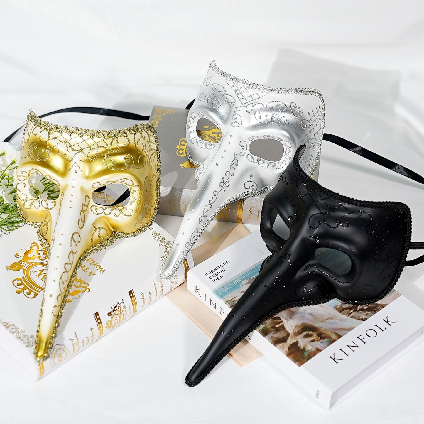 1Pc Venetian Long-Nose Mask, Carnival Mask, Unisex Party Costume Accessory, Perfect Decorative Mask for Role-Playing