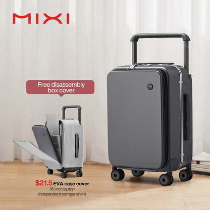 Mixi Novo Design Mala de Viagem com Alça Larga Masculina Bagagem de Mão Feminina com Rodinhas 20 Polegadas de Bordo PC Estrutura de Alumínio M9275