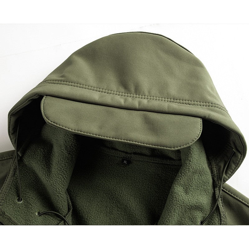 Shark Skin Soft Shell Tactical Jacket Men Winter New Waterproof Fleece Hooded Coat Hunt Clothes Outdoor Camouflage Jacket