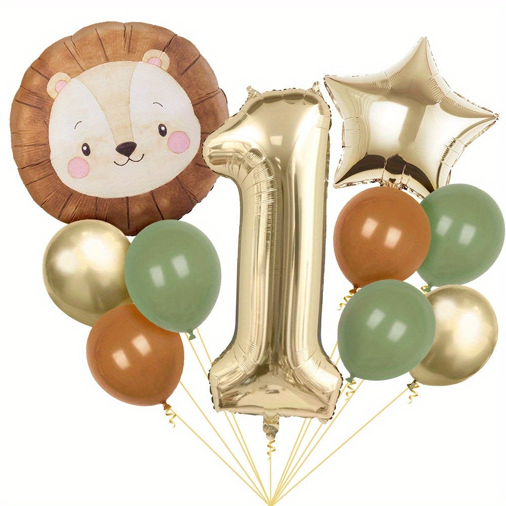 11pcs Cartoon Jungle Safari Animal Head Balloon Lion for Birthday Party Decor 40inch Platinum Digit Jungle Party Decoration Gift