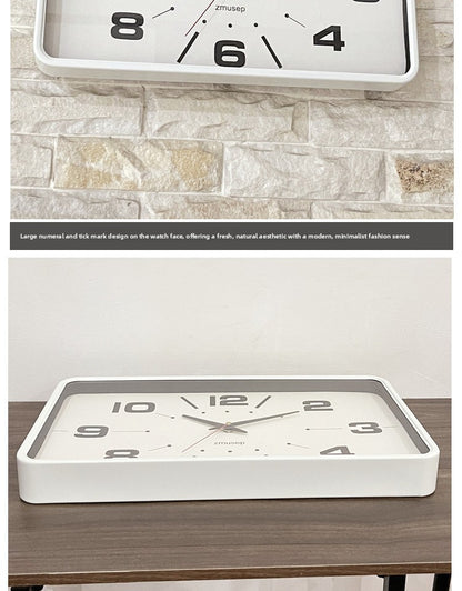 Win Elegant Simple Modern Japanese Style Metal Wall Clock New Silent Rectangular Home and Office Clock for Living Room