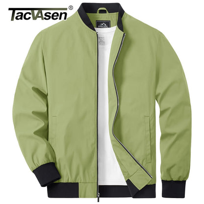 TACVASEN Lightweight Spring Windbreaker Mens Bomber Jackets Outdoor Basketball Jakcets Sportswear Coats With Pocket Casual Tops