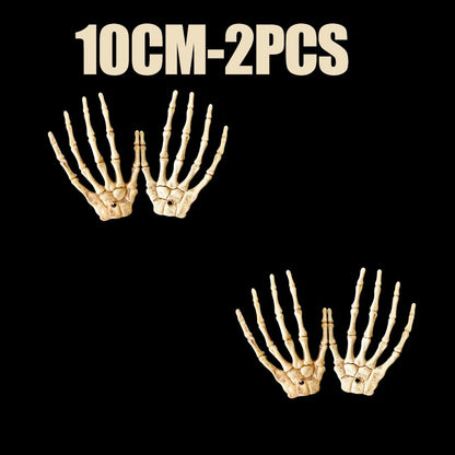 1 Pair Of Halloween Skeleton Hands Haunted House Bar Party Plastic Horror Props Dummy Hands Bones Halloween Scene Decor Supplies