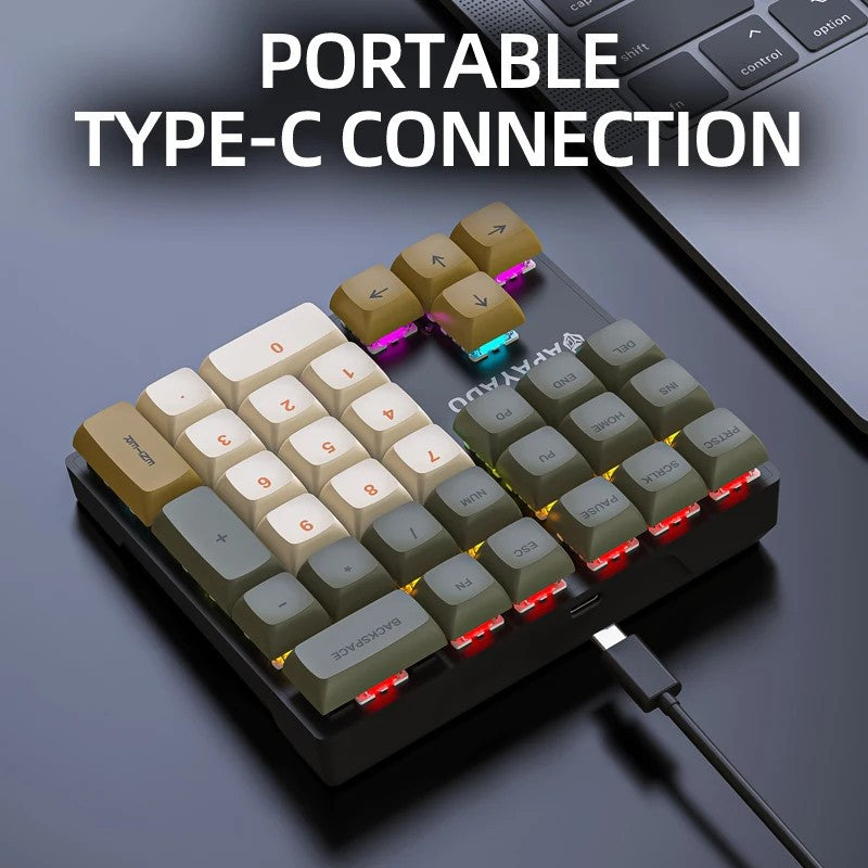 K33 Numeric Keypad Wired APAYADO 33key Mini Mechanical Numeric Keyboard Colorful Lighting for Finance accounting Workers