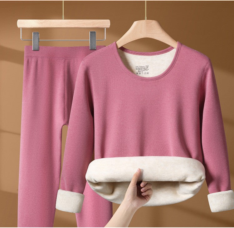 Winter Thermal Underwear Set For Men And Women Thick Velvet Lining Suitable For Wearing Cold Warm Underwear's Top And Bottoms