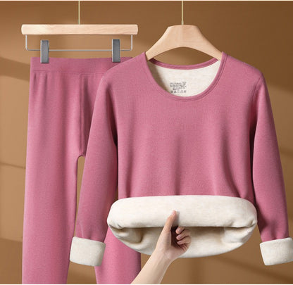 Winter Thermal Underwear Set For Men And Women Thick Velvet Lining Suitable For Wearing Cold Warm Underwear's Top And Bottoms