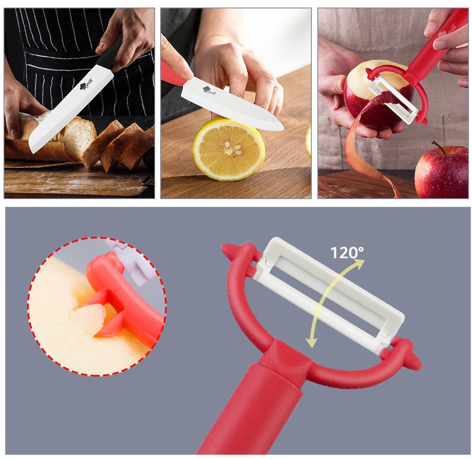Faca de Cozinha Chef Inoxidável Faca de Cerâmica para Frutas Faca Utilitária Doméstica para Fatiar Legumes Lâminas Pretas Afiadas para Cozinhar